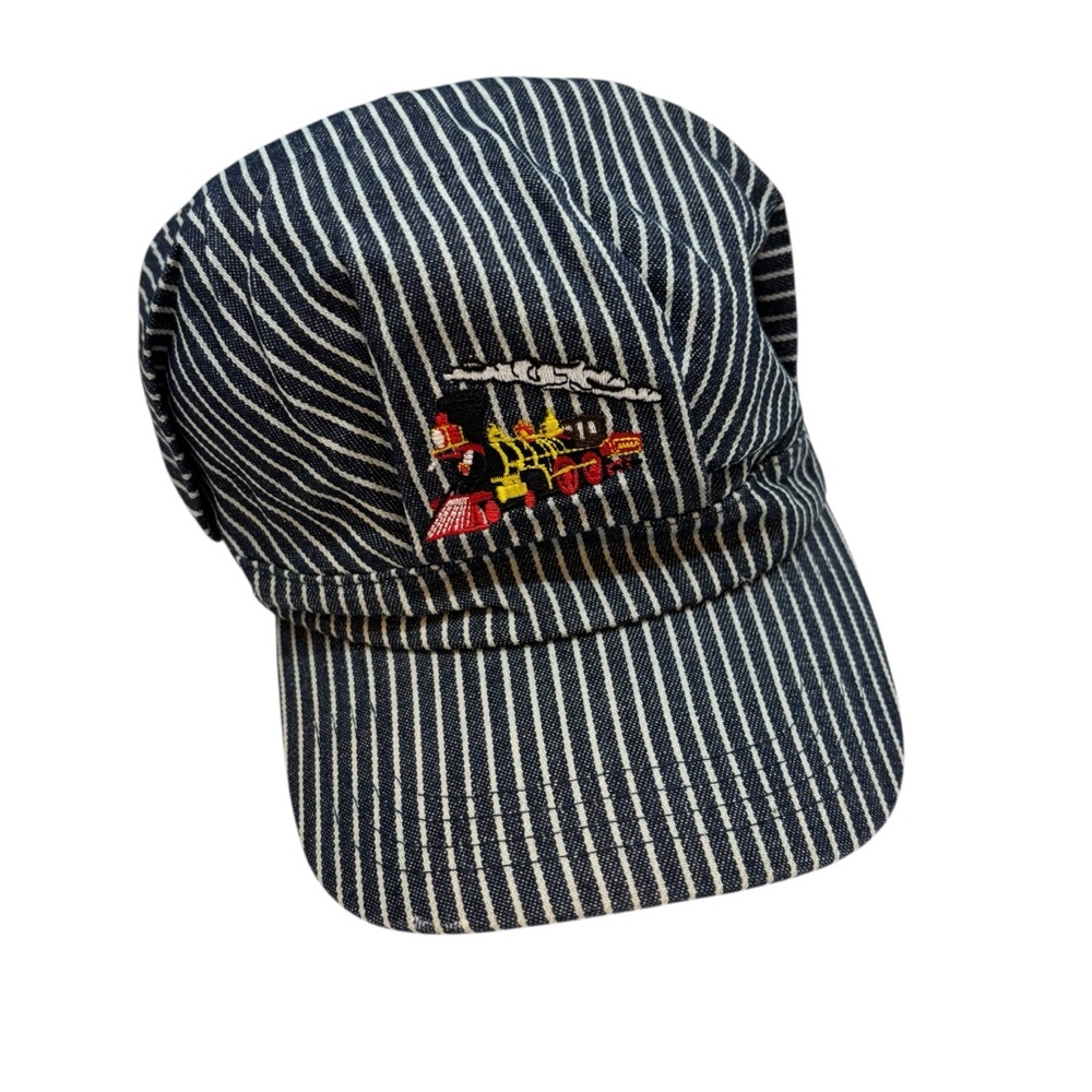 I love trains! train conductor ha kids toddler blue white stripe Pinnacle Awards